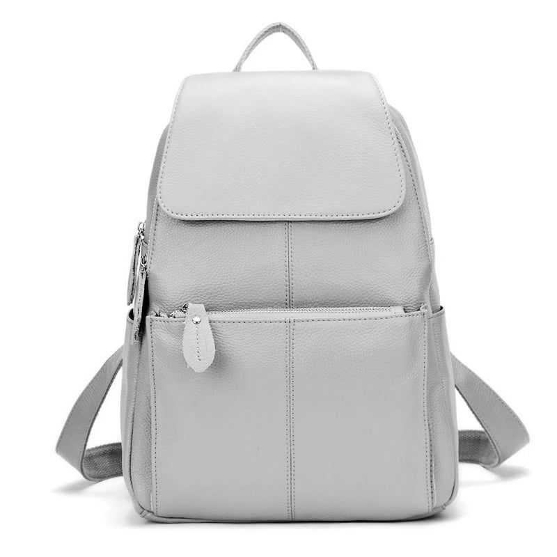 Stylish Black and White Leather Womens Backpack - Anti-Theft Large Capacity Travel Rucksack - ZOOMNSTORE