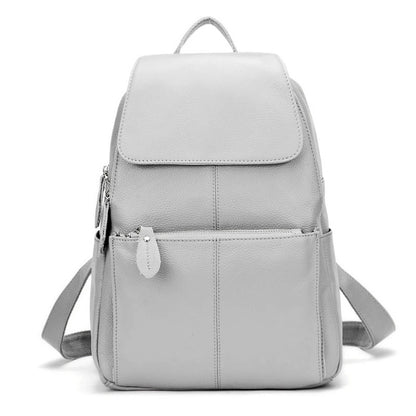 Stylish Black and White Leather Womens Backpack - Anti-Theft Large Capacity Travel Rucksack - ZOOMNSTORE
