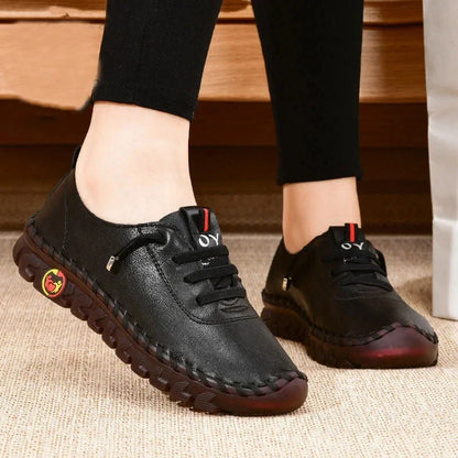 Women Leather Sneakers - Comfortable Casual Shoes With Vulcanized Soles & PU Upper - ZOOMNSTORE