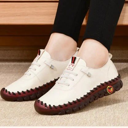 Women Leather Sneakers - Comfortable Casual Shoes With Vulcanized Soles & PU Upper - ZOOMNSTORE