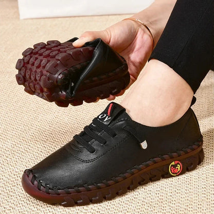 Women Leather Sneakers - Comfortable Casual Shoes With Vulcanized Soles & PU Upper - ZOOMNSTORE