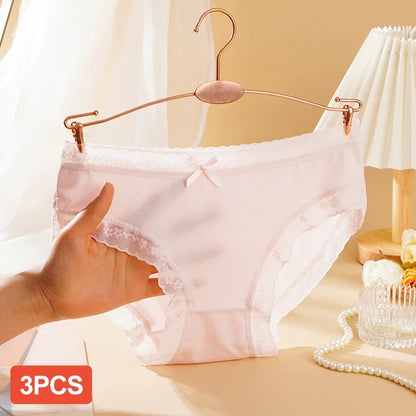 3PCS Womens Lace Low Waist Briefs - Sexy Quick Drying Seamless Underwear - ZOOMNSTORE