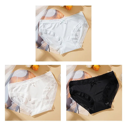 3PCS Womens Lace Low Waist Briefs - Sexy Quick Drying Seamless Underwear - ZOOMNSTORE