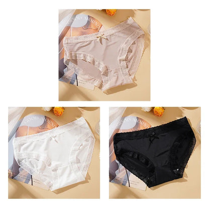 3PCS Womens Lace Low Waist Briefs - Sexy Quick Drying Seamless Underwear - ZOOMNSTORE