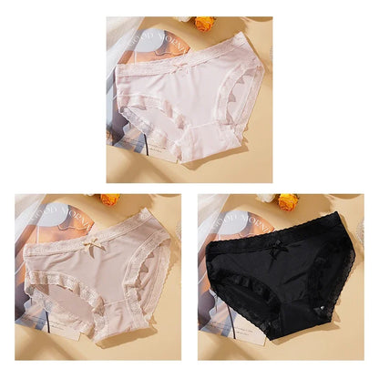 3PCS Womens Lace Low Waist Briefs - Sexy Quick Drying Seamless Underwear - ZOOMNSTORE
