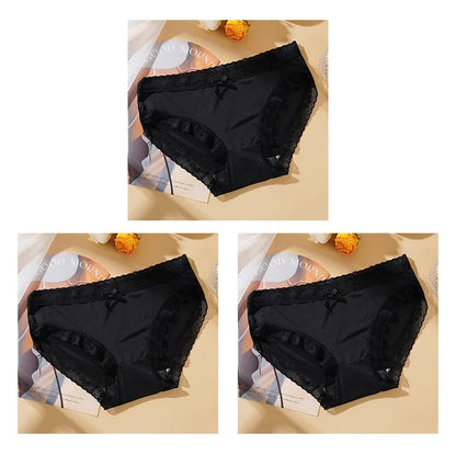 3PCS Womens Lace Low Waist Briefs - Sexy Quick Drying Seamless Underwear - ZOOMNSTORE