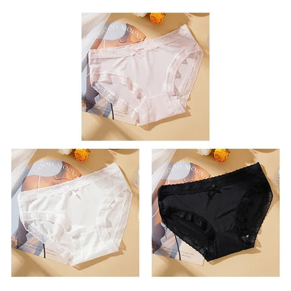 3PCS Womens Lace Low Waist Briefs - Sexy Quick Drying Seamless Underwear - ZOOMNSTORE