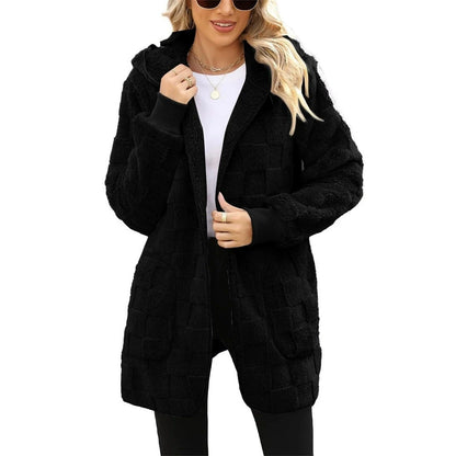 Women Plush Velvet Jacket - Oversized Casual Warm Outerwear | Long Sleeve Coat - ZOOMNSTORE