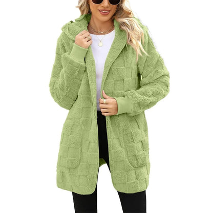 Women Plush Velvet Jacket - Oversized Casual Warm Outerwear | Long Sleeve Coat - ZOOMNSTORE