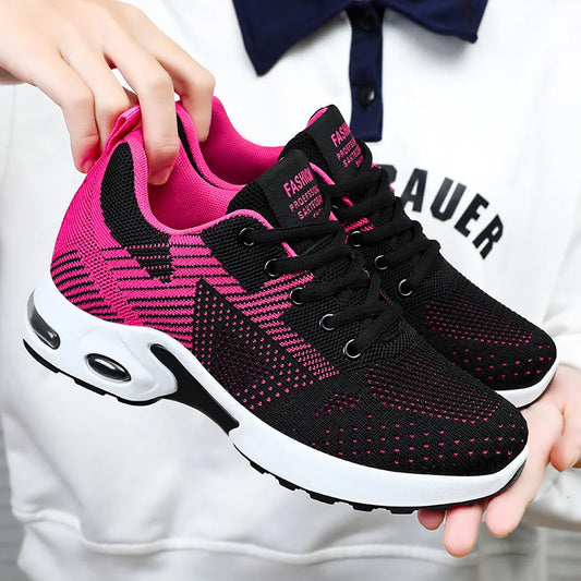 Womens Casual Running Shoes - Breathable Lace-Up Sneakers with Air Cushion - ZOOMNSTORE