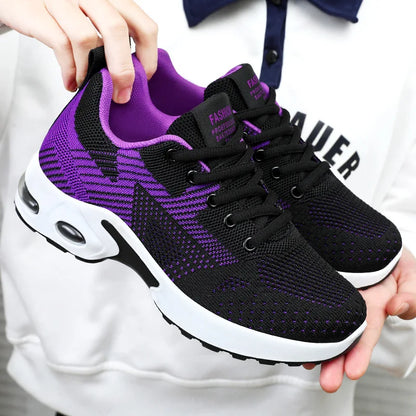 Womens Casual Running Shoes - Breathable Lace-Up Sneakers with Air Cushion - ZOOMNSTORE