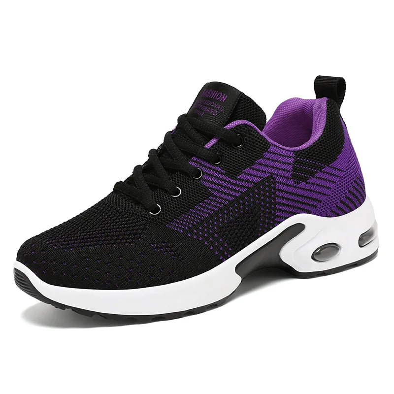 Womens Casual Running Shoes - Breathable Lace-Up Sneakers with Air Cushion - ZOOMNSTORE