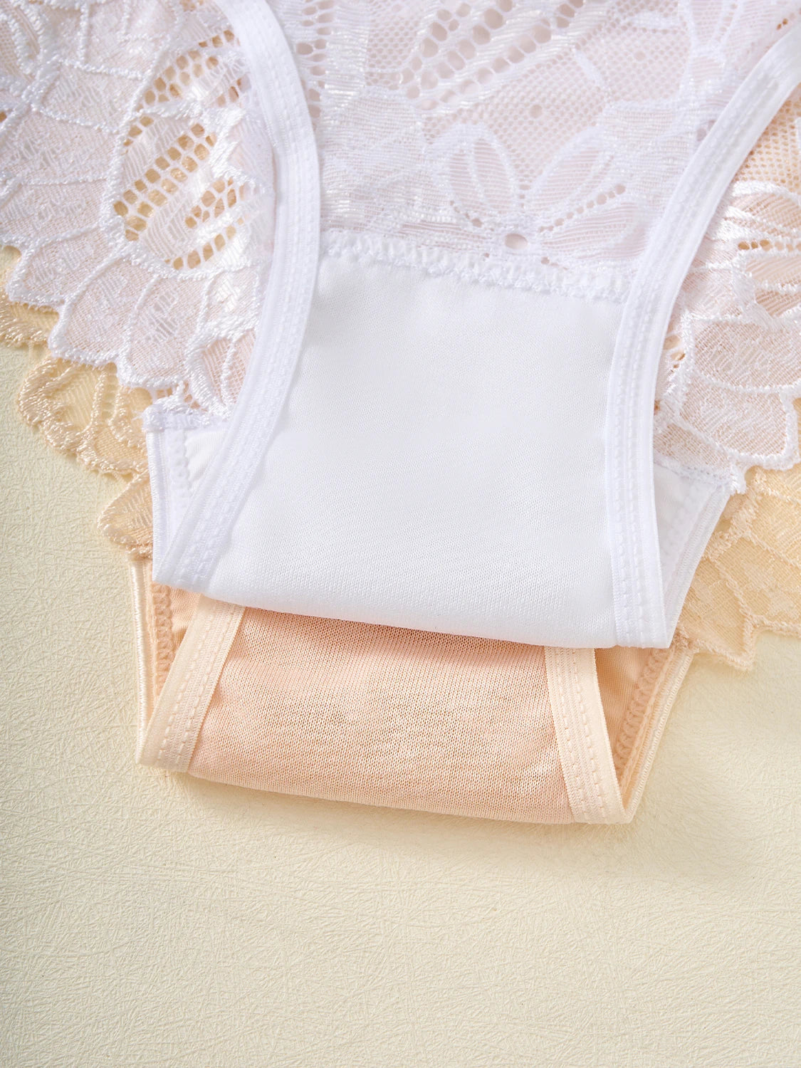 Women Satin Panties - Elegant Mid-Rise Lace Underwear Briefs with Floral Design - ZOOMNSTORE