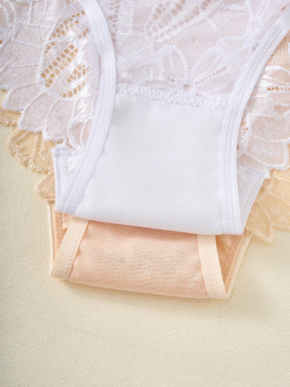 Women Satin Panties - Elegant Mid-Rise Lace Underwear Briefs with Floral Design - ZOOMNSTORE