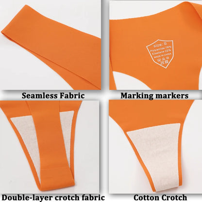 Women Seamless Panties - Ultra Thin V Waist Thongs | Soft Ice Silk Underpants - ZOOMNSTORE