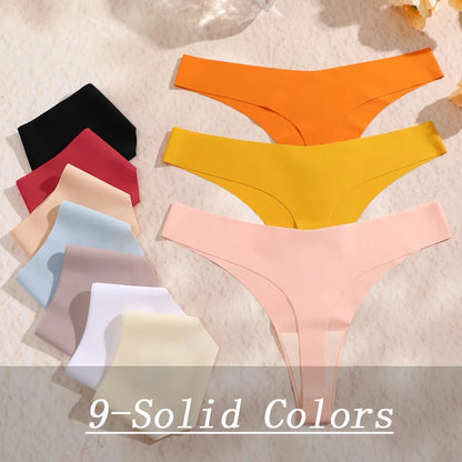 Women Seamless Panties - Ultra Thin V Waist Thongs | Soft Ice Silk Underpants - ZOOMNSTORE