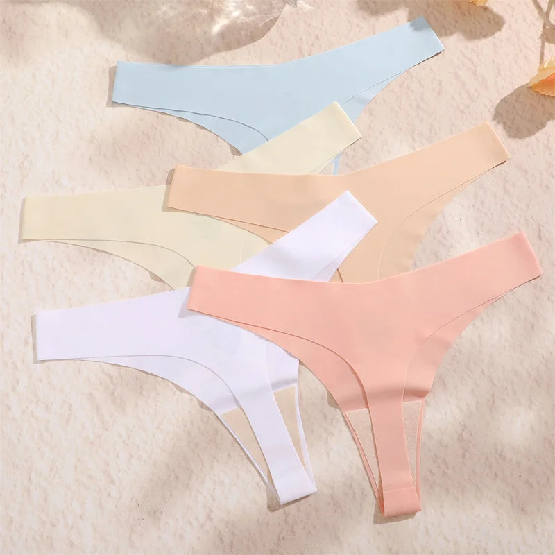 Women Seamless Panties - Ultra Thin V Waist Thongs | Soft Ice Silk Underpants - ZOOMNSTORE