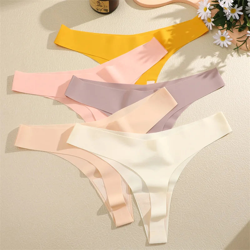 Women Seamless Panties - Ultra Thin V Waist Thongs | Soft Ice Silk Underpants - ZOOMNSTORE