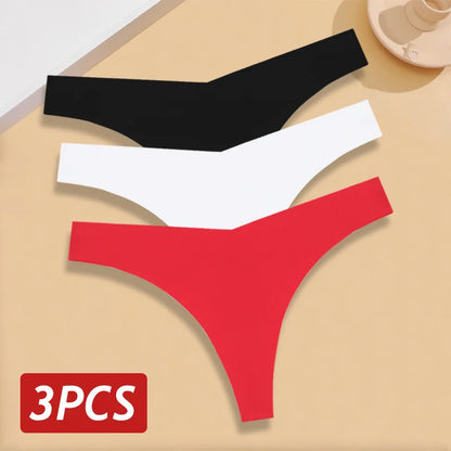 Women Seamless Panties - Ultra Thin V Waist Thongs | Soft Ice Silk Underpants - ZOOMNSTORE