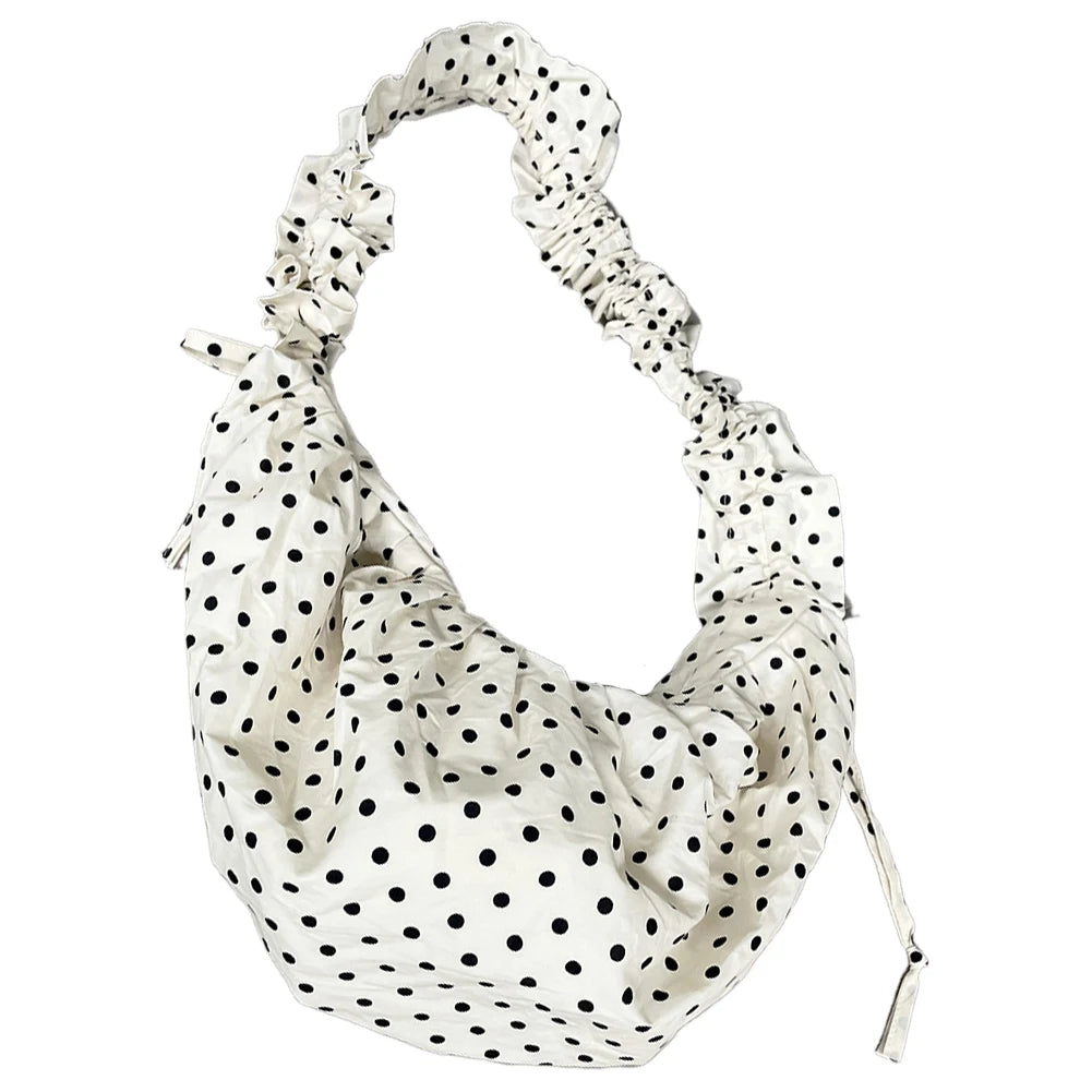 Polka Dot Hobo Bag - Large Capacity Fashion Shoulder  Vintage Tote for Travel - ZOOMNSTORE