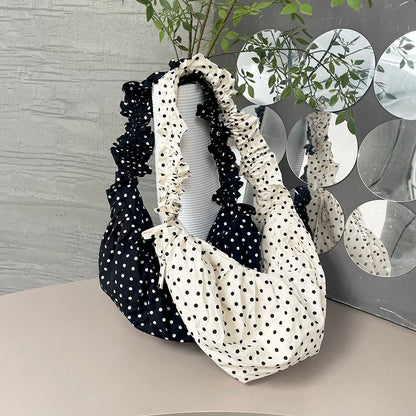 Polka Dot Hobo Bag - Large Capacity Fashion Shoulder  Vintage Tote for Travel - ZOOMNSTORE