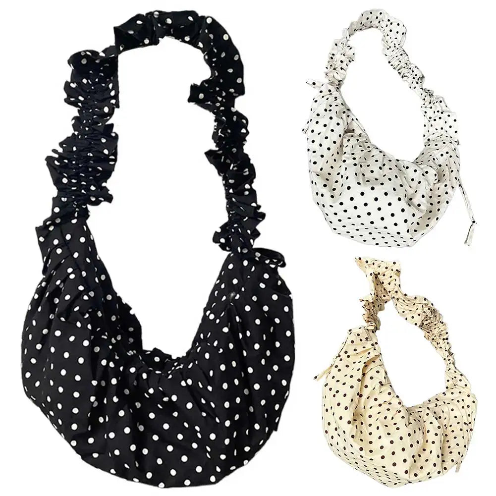 Polka Dot Hobo Bag - Large Capacity Fashion Shoulder  Vintage Tote for Travel - ZOOMNSTORE