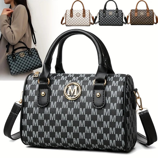 Women Shoulder Bag – Small Crossbody Bag with Golden M Logo | Soft PU Leather Purse - ZOOMNSTORE