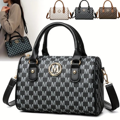 Women Shoulder Bag – Small Crossbody Bag with Golden M Logo | Soft PU Leather Purse - ZOOMNSTORE
