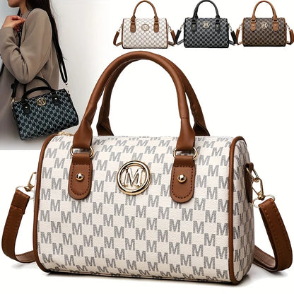 Women Shoulder Bag – Small Crossbody Bag with Golden M Logo | Soft PU Leather Purse - ZOOMNSTORE