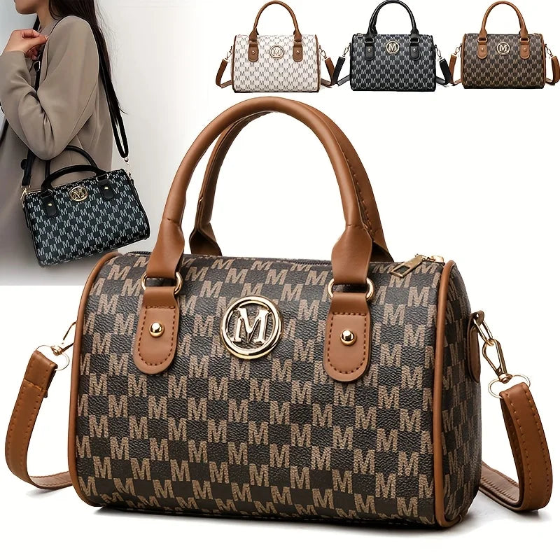 Women Shoulder Bag – Small Crossbody Bag with Golden M Logo | Soft PU Leather Purse - ZOOMNSTORE