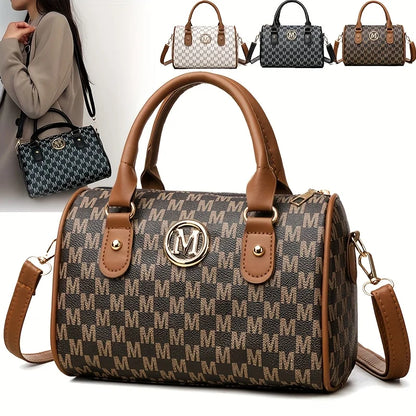 Women Shoulder Bag – Small Crossbody Bag with Golden M Logo | Soft PU Leather Purse - ZOOMNSTORE