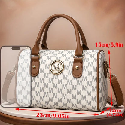 Women Shoulder Bag – Small Crossbody Bag with Golden M Logo | Soft PU Leather Purse - ZOOMNSTORE