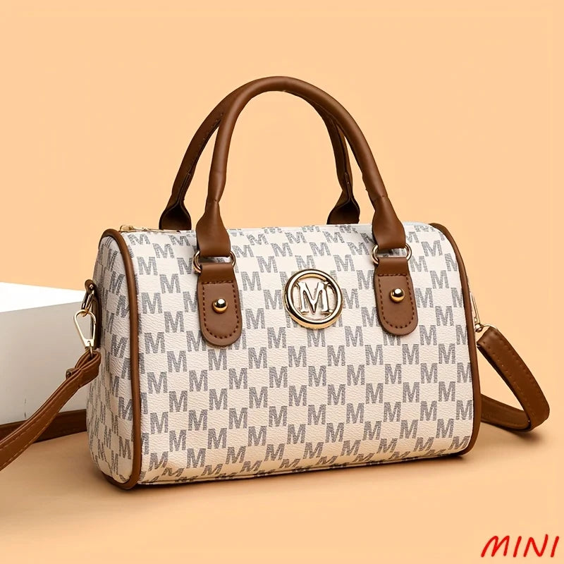 Women Shoulder Bag – Small Crossbody Bag with Golden M Logo | Soft PU Leather Purse - ZOOMNSTORE