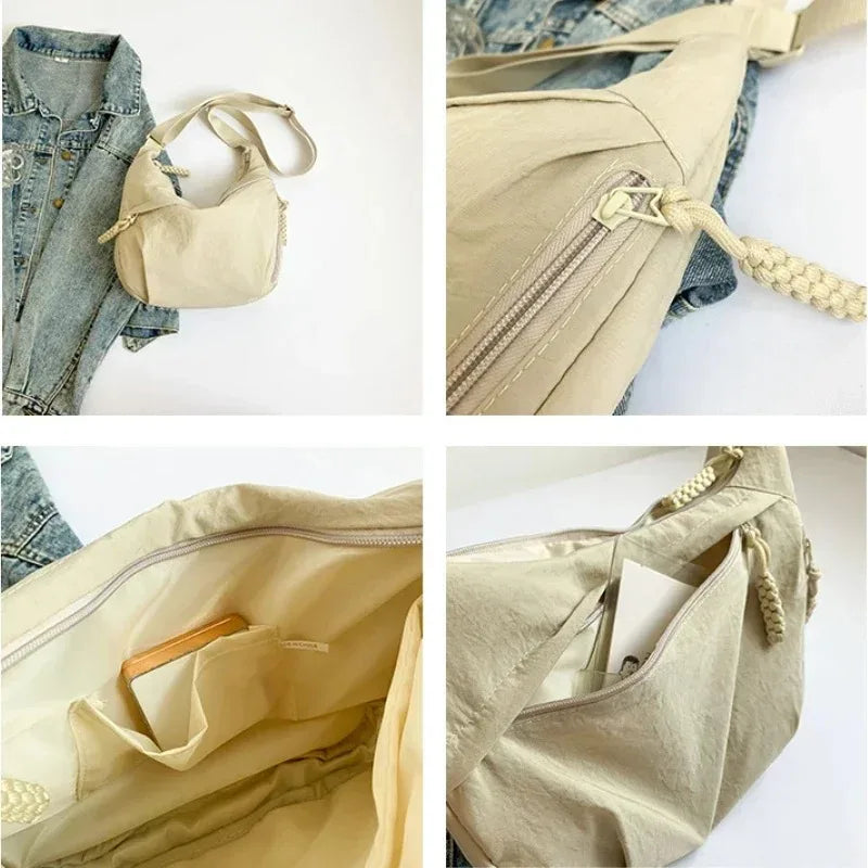 Women Shoulder Bag – Soft Cloth Crossbody Handbag With Zipper Closure, Versatile Everyday Use - ZOOMNSTORE