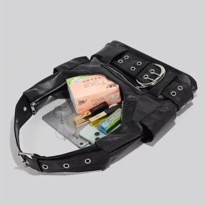 Luxury Womens Handbag - Y2K Large Capacity Shoulder Bag with Rivets and Multiple Pockets - ZOOMNSTORE