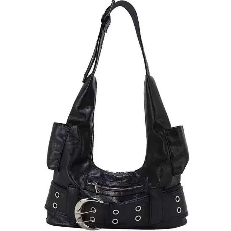 Luxury Womens Handbag - Y2K Large Capacity Shoulder Bag with Rivets and Multiple Pockets - ZOOMNSTORE