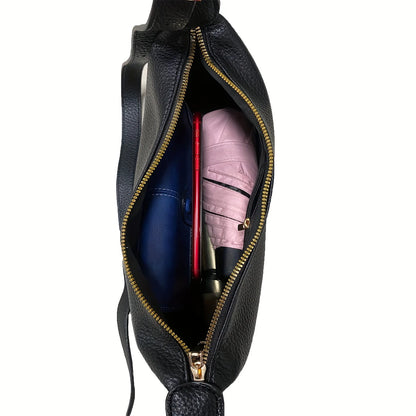 Women Shoulder Bags – PU Leather Half Moon Bag With Adjustable Strap & Gold Hardware - ZOOMNSTORE