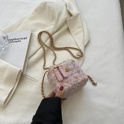 Fashionable Womens Crossbody Bag - Wool Chain Small Square Shoulder Purse - ZOOMNSTORE