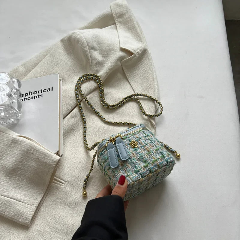 Fashionable Womens Crossbody Bag - Wool Chain Small Square Shoulder Purse - ZOOMNSTORE