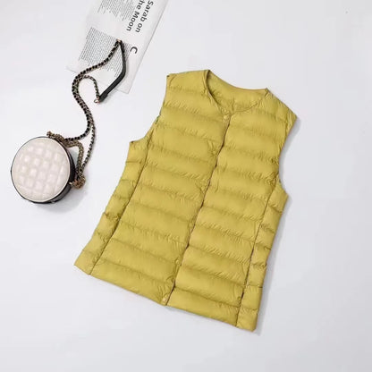 Womens Ultra Lightweight Packable Sleeveless Puffer Jacket - 90 White Duck Down Winter Vest - ZOOMNSTORE