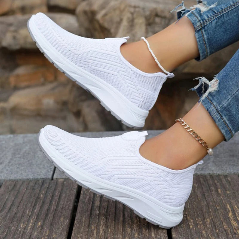 Women Slip On Sneakers - Lightweight Mesh Casual Shoes With Rubber Outsole - ZOOMNSTORE