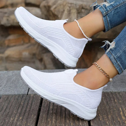 Women Slip On Sneakers - Lightweight Mesh Casual Shoes With Rubber Outsole - ZOOMNSTORE