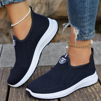 Women Slip On Sneakers - Lightweight Mesh Casual Shoes With Rubber Outsole - ZOOMNSTORE