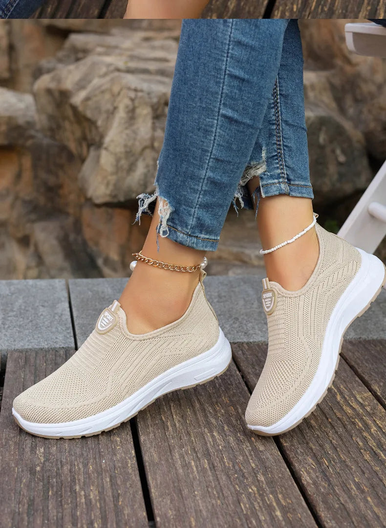 Women Slip On Sneakers - Lightweight Mesh Casual Shoes With Rubber Outsole - ZOOMNSTORE