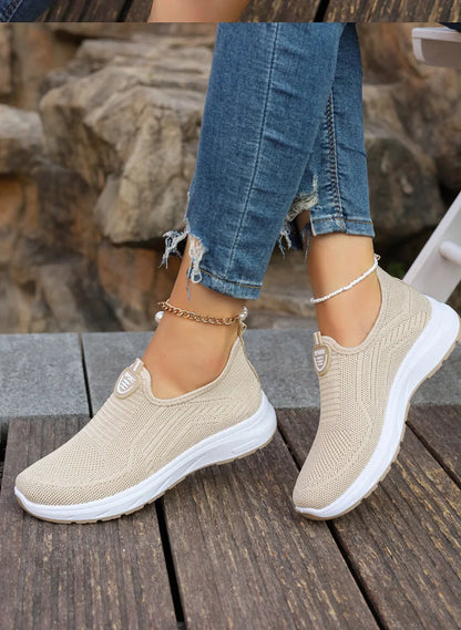 Women Slip On Sneakers - Lightweight Mesh Casual Shoes With Rubber Outsole - ZOOMNSTORE