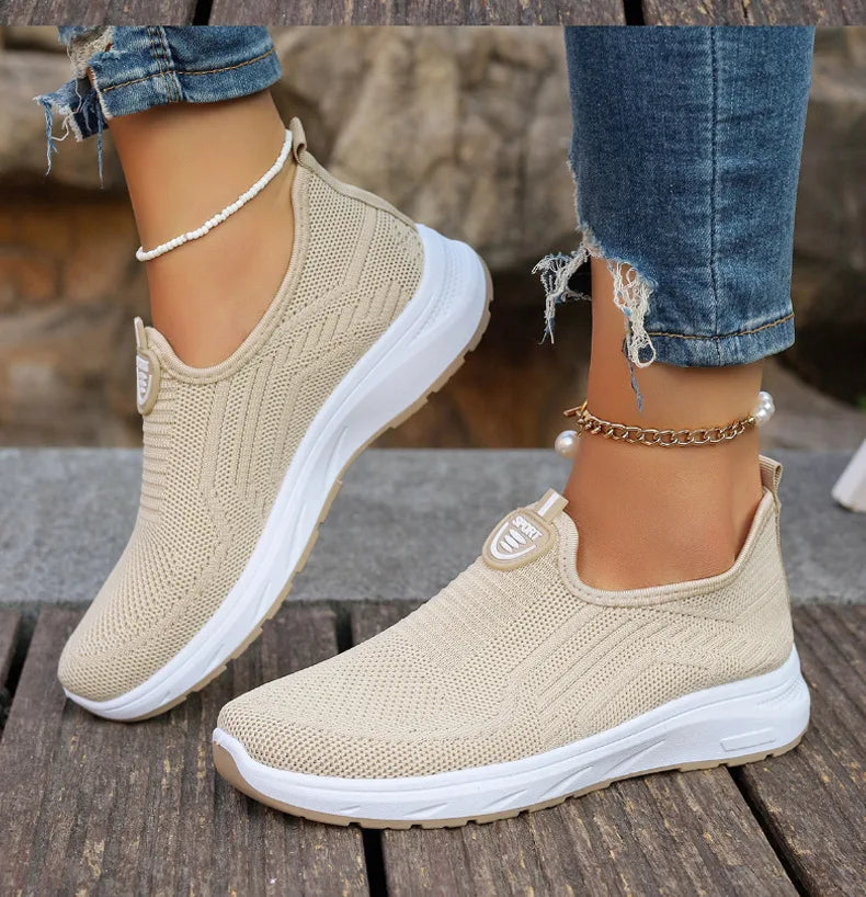 Women Slip On Sneakers - Lightweight Mesh Casual Shoes With Rubber Outsole - ZOOMNSTORE