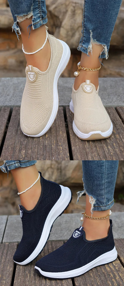 Women Slip On Sneakers - Lightweight Mesh Casual Shoes With Rubber Outsole - ZOOMNSTORE