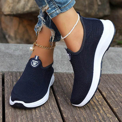 Women Slip On Sneakers - Lightweight Mesh Casual Shoes With Rubber Outsole - ZOOMNSTORE