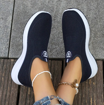 Women Slip On Sneakers - Lightweight Mesh Casual Shoes With Rubber Outsole - ZOOMNSTORE