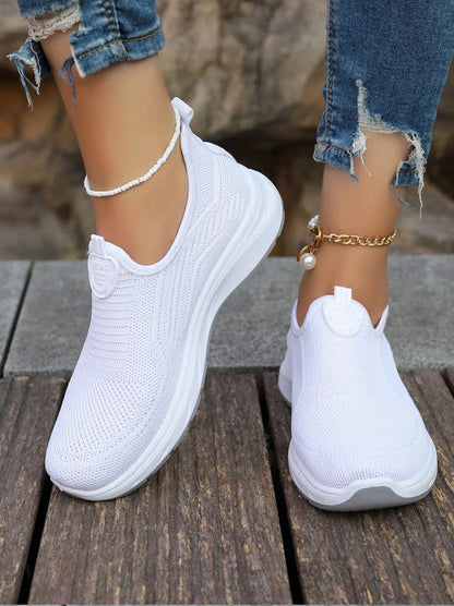 Women Slip On Sneakers - Lightweight Mesh Casual Shoes With Rubber Outsole - ZOOMNSTORE